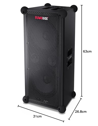 Sharp CP-LS100 Altavoz portatil de Alto Rendimiento, 120W RMS, 105dB, Carcasa de Madera, bateria Litio Intercambiable, 10 Horas (hasta), Bluetooth, Panel de 3 Canales TRS/XLR (x2), Aux/Bluetooth