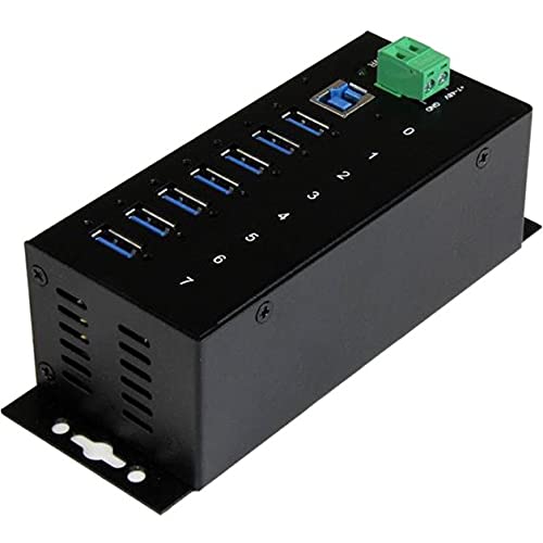 StarTech.com ST7300USBME - Hub ladrón USB 3.0 de 7 Puertos Industrial con Fuente de alimentación, Negro