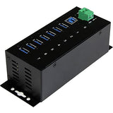 StarTech.com ST7300USBME - Hub ladrón USB 3.0 de 7 Puertos Industrial con Fuente de alimentación, Negro