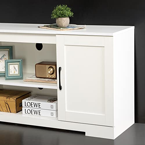 Zinus Bennett Mueble TV - Mueble TV 147x40x60 cm - Mueble con estantes y puertas - Blanco