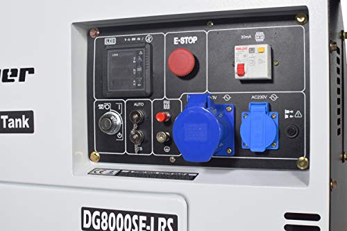 ITCPower - Generador eléctrico diésel monofásico e insonorizado con potencia máxima de 6000W, dispone de ATS - Especial apoyo solar, depósito de 28L. DG8000SE-LRS