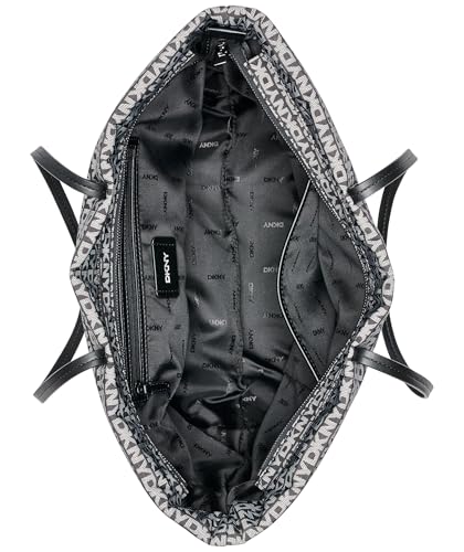 DKNY Jenny Tote, 100% poliéster con Ribete de Poliuretano Mujeres, Logotipo Negro y Negro