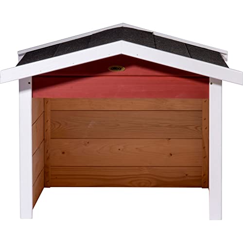 dobar® Garaje para Robot cortacésped de Madera como Kit de construcción – Refugio para Robot cortacésped con Techo bituminoso – 76 x 68 x 52 cm – Rojo/Blanco