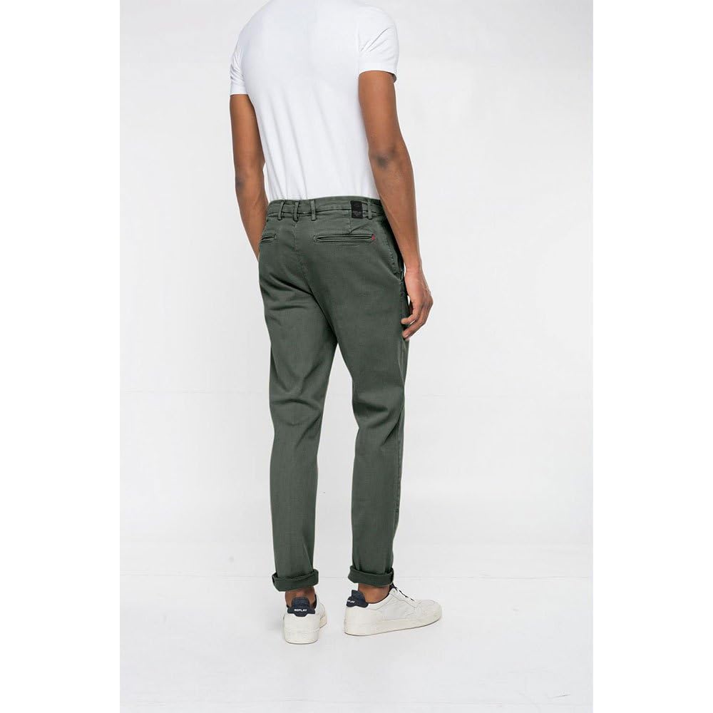Replay Benni Hyperchino Color Xlite Jeans, 030 Verde Militar, 29W x 32L Hombres