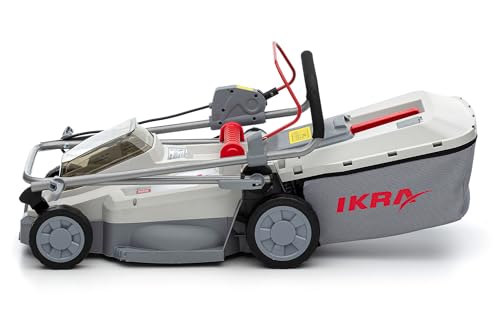IKRA cortacésped Mulching ICM 2033 con 2X batería y Cargador, Ahorro de Espacio, Superficies de césped de hasta 150m²