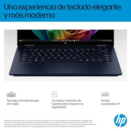HP Omnibook X Flip - Ordenador portátil Convertible de 14" OLED 3K táctil (Intel Ultra 7-258V EVO, 32GB RAM, 1TB SSD, Intel ARC Graphics, Windows 11, WiFi 7) Silver- Teclado QWERTY Español