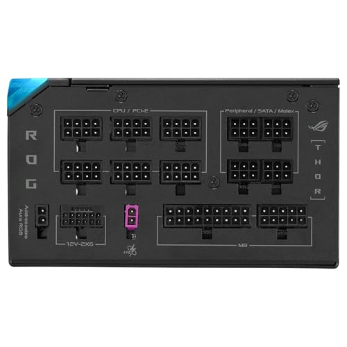 ASUS ROG Thor 1200W Platinum III Fuente de alimentación, 80 Plus Platinum, ATX 3.1, MOSFET GAN, Estabilizador de Voltaje Inteligente, Pantalla OLED magnética, Modo Turbo, 10 años de protección