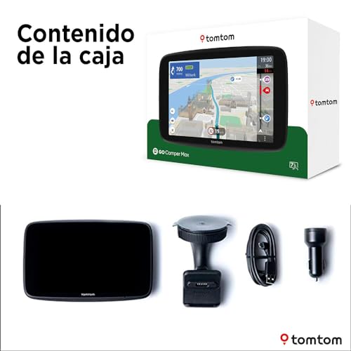 TomTom GPS para Autocaravana GO Camper MAX de 2. Gen. Pantalla de 7" con PDI, actualizaciones por Wi-Fi, TomTom Traffic, perfiles de vehículo, mapas del Mundo y Zonas de Bajas emisiones