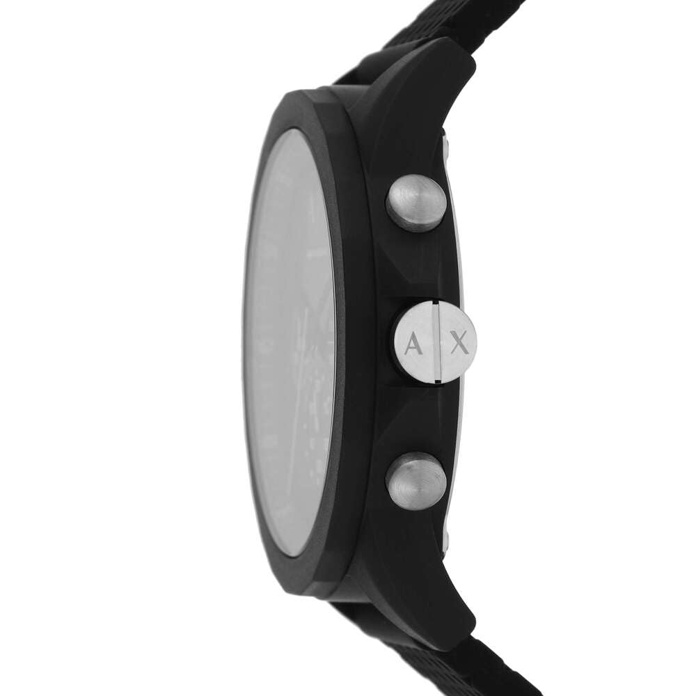 Armani Exchange Reloj hombre, movimiento cuarzo cronógrafo y caja 44mm con correa silicona