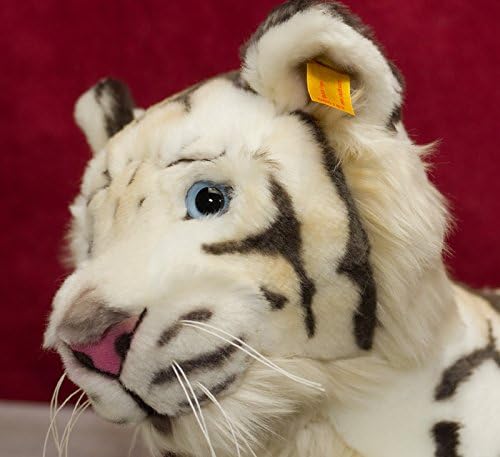 Steiff 066153 Bharat – Tigre de Peluche (Tumbado, 43 cm), Color Blanco
