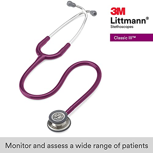 Littmann Classic III - Fonendoscopio, membrana de pieza única fácil de aplicar y de limpiar, color ciruela