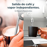 Cecotec Cafetera Express Barista Baristeo Mattina 2X. 4200W, Bomba Rotatoria 9 Bares, Caldera Triple, Pantalla Pid, Caudalímetro, Doble Manómetro, 4200W, Extracción Crema, Diseño Profesional