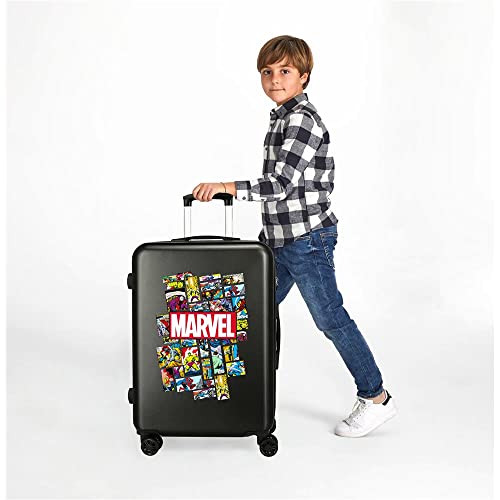 Marvel Los Vengadores Comic Juego de Maletas Negro 55/68 cms Rígida ABS Cierre combinación 104L 4 Ruedas Dobles Equipaje de Mano
