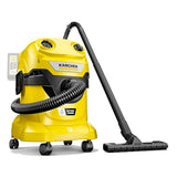 Kärcher WD 4-18, motor 36 V (2 x 18 V), depósito de plástico 20 l, función de soplado, filtro plegado plano, bolsa de filtro de fieltro, manguera de aspiración 2,2 m, boquilla para suelos, sin batería