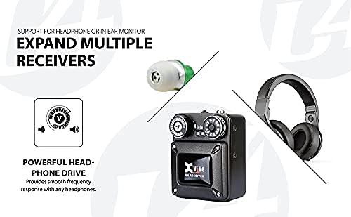 Xvive U4 Wireless In Ear Monitor, Sistema inalámbrico Profesional para monitorización de Auriculares in-Ear, Compuesto por 1 emisor y 1 Receptor