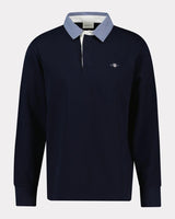 GANT Hombre Polo De Manga Larga Chambray Regular Heavy Rugger, Evening Blue, L