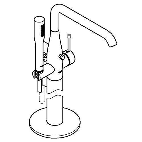 Grohe Essence - Grifo de bañera con sistema de montaje en suelo, teleducha Grohe Euphoria Cosmopolitan Stick, ángulo de giro ajustable a 0°, 150° o 360°, aireador Grohe AquaGuide (23491001)