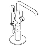 Grohe Essence - Grifo de bañera con sistema de montaje en suelo, teleducha Grohe Euphoria Cosmopolitan Stick, ángulo de giro ajustable a 0°, 150° o 360°, aireador Grohe AquaGuide (23491001)