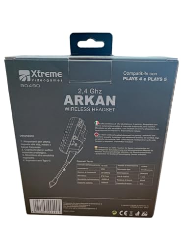 Xtreme Videogames Arkan 90490 - Auriculares para Gaming inalámbricos con micrófono, Control de Volumen, iluminación LED, 2,4 GHz, compatibles con Plays 5/4