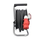 as - Schwabe enrollacables CEE de 25 m H07RN-F 5G1,5-2 Tomas de Tierra de 230 V, 1 Toma CEE de 5 Polos, 400 V 16 A - con Tapa abatible - para Uso en Exteriores y Obras - IP44, 10155