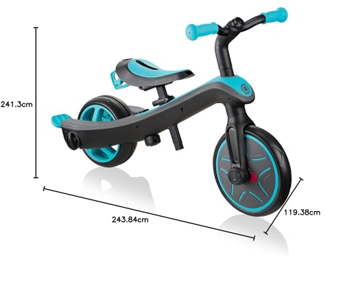 Globber - Explorer Trike 4 in 1 - Triciclo y Bicicleta de Equilibrio Todo en uno para niños pequeños de 10m + a 5 años +, Verde Azulado
