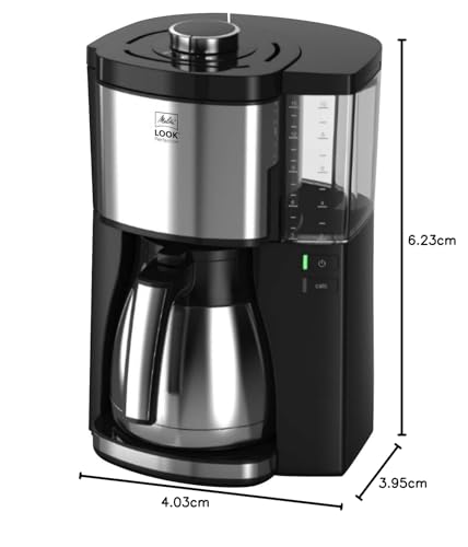 Melitta Look V Therm Perfection 1025-16 - Cafetera de goteo con jarra térmica y protección antical, cafetera de filtro con depósito extraíble, máquina de café para hasta 10 tazas, 1,25 L, negro
