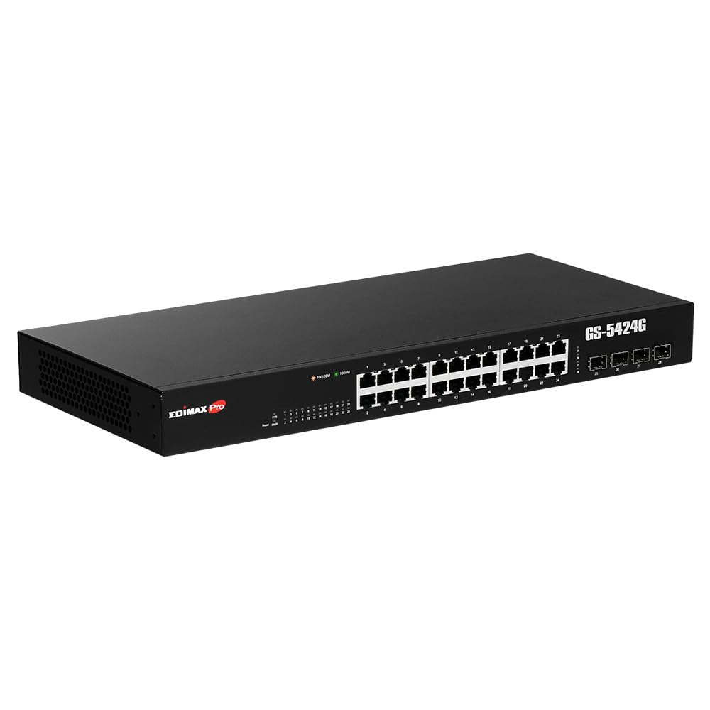 Edimax Gs-5424G Negro - Switch De Red (Gestionado, Gigabit Ethernet (10/100/1000), Montaje En Rack, 1U)