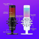 HyperX QuadCast S - Micrófono de condensador USB, iluminación RGB, soporte de choque antivibración, cuatro patrones polares, filtro pop, control de ganancia, para PC, PS4, PS5 y Mac, Negro