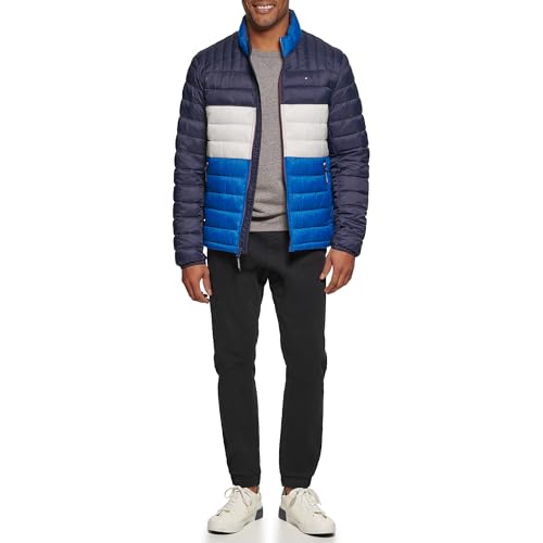 Tommy Hilfiger Ultra Loft - Chaqueta acolchada plegable para hombre, abrigo alternativo de plumón, Bloque de color azul rey, L