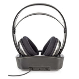 NEDIS Wireless TV Headphones | RF | Over-Ear | Maximum Battery Play Time: 11 hrs | 100 m | Digital Audio | Charging Dock | Black/Silver