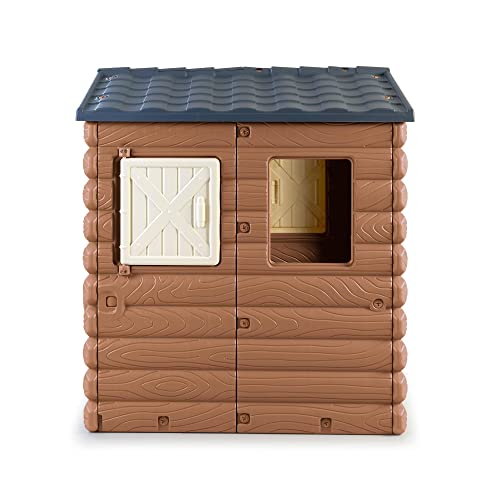 FEBER - Camping Cottage, cabaña de Juegos, una casita de Juguete Inspirada en la Naturaleza y con Aspecto de Madera, con Ventanas y Puerta abatibles,niños y niñas a Partir de 1año, Famosa (FEB05000)