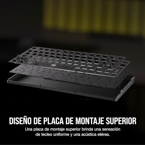 CORSAIR K65 PLUS WIRELESS 75% RGB Teclado Mecánico para Juegos Intercambiable en Caliente - Interruptores Lineales Rojos CORSAIR MLX Prelubricados - Insonorización - Teclados PBT - QWERTY ES - Negro