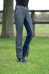 HKM Pantalones Jodhpur -Miss Blink- 1/1 Alos Besatz6169 para Mujer, 6169 Azul Vaquero Azul Oscuro, 40 EU