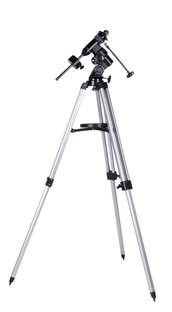 Bresser Montaje telescópico EQ3 con Capacidad de Carga de hasta 5 kg, Prisma Universal de Nivel GP y trípode de Aluminio Ajustable en Altura, Color Plateado