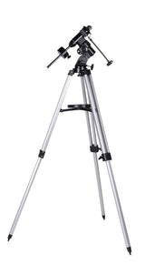 Bresser Montaje telescópico EQ3 con Capacidad de Carga de hasta 5 kg, Prisma Universal de Nivel GP y trípode de Aluminio Ajustable en Altura, Color Plateado