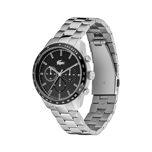 Lacoste Reloj Cronógrafo de Cuarzo para Hombre Colección Boston con Correa de Acero Inoxidable Plateada - 2011079
