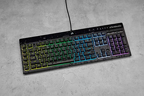 Corsair K55 RGB Pro Membrana Teclado para Juegos con Cable, IP42, Resistente al Polvo y a los derrames, 6 Teclas Macro con integración Elgato, Compatible con iCUE, QWERTY UK, PC, Mac, Xbox, Color