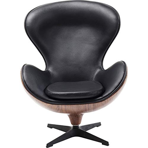 KARE 83346 Sillón Giratorio Lounge, Schwarz Walnuss, 63.5 x 43 x 114
