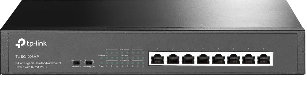 TP-Link TL-SG1008MP - Conmutador de Escritorio y Montaje en Rack (8 Puertos, PoE+)