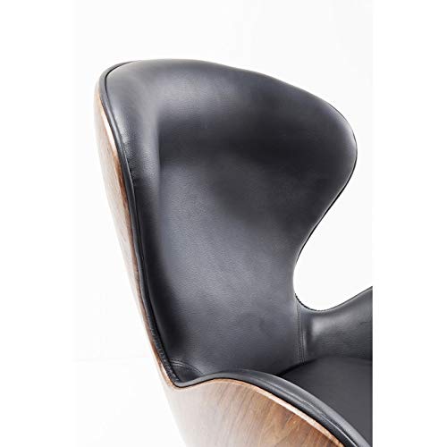 KARE 83346 Sillón Giratorio Lounge, Schwarz Walnuss, 63.5 x 43 x 114