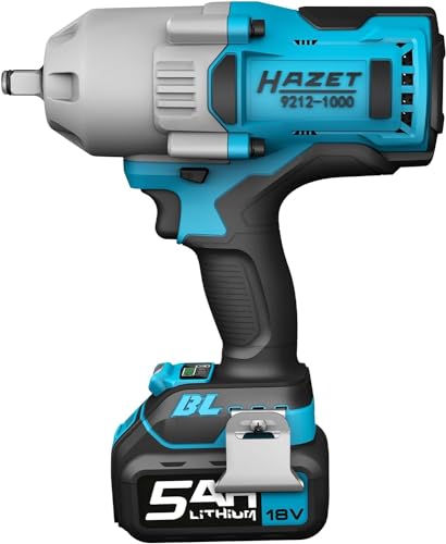 Hazet Llave de impacto inalámbrica 9212-1000LB/4, Herramienta para aflojar y apretar/apretar componentes, Par de apriete máximo: 1400 Nm, Mando cuadrado macizo de 12,5 mm (1/2 pulgada)