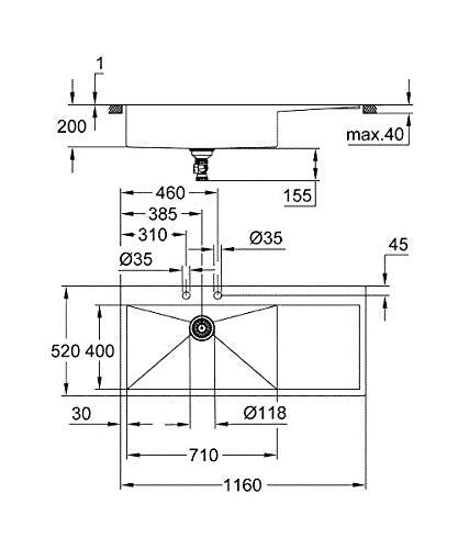 Grohe 31581SD1 31581SD1-K1000 Fregadero Inoxidable con escurridor, Acero INOX, 80 cm