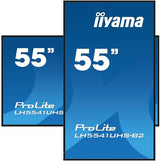 iiyama Prolite LH5541UHS-B2 - Pantalla Digital IPS LED 4K UHD VGA HDMI Audio in/out USB2.0 RS-232c RJ45 24/7 (139 cm), Color Negro