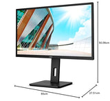 AOC Q32P2 Monitor 32 Pulgadas QHD, 75Hz, IPS, 4 ms GtG, Adaptive Sync., Altura ajustable, Altavoces (2560x1440, 2x HDMI 1.4, 1x DP 1.2, USB-Hub), Negro