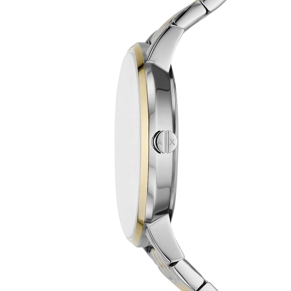 Armani Exchange Orologio da donna, Movimento al quarzo a tre lancette e cassa da 36 mm con cinturino in acciaio inossidabile, Conjunto tono plata y tono oro