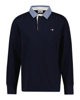 GANT Hombre Polo De Manga Larga Chambray Regular Heavy Rugger, Evening Blue, L