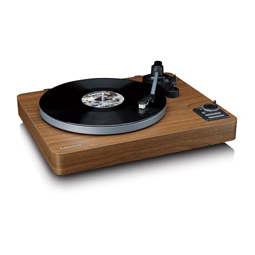 Lenco LBTA-165WD Tocadiscos totalmente automático - Bluetooth 5.3 - Carcasa de madera - Platos de metal y pastilla AT3600L - Arranque automático y retorno automático - 2 velocidades (33/45 rpm) -