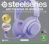 SteelSeries Arctis Nova 3X Wireless Auriculares Gaming multiplataforma - App - Batería 40h - Controladores magnéticos de neodimio - 2,4 GHz/Bluetooth - Micro extraíble - Xbox,PS5,PC, Switch -Lavanda