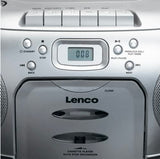 Lenco SCD-420SI - Radio FM portátil con Reproductor de CD y pletina de Casete - Toma de Auriculares - Plata