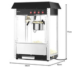 HENDI Máquina para hacer palomitas de maíz, palomitero, con bandeja recogemigas, 230V, 1500W, 560x420x(H)770mm, aluminio, acero inoxidable, cristal templado, negro